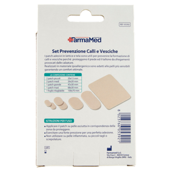 FarmaMed Set Prevenzione Calli e Vesciche 4 Formati Pretagliati + 1 Foglio Ritagliabile 7 pz