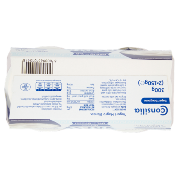 Consilia Saper Scegliere Yogurt Magro Greco Bianco 0% di Grassi 2 x 150 g