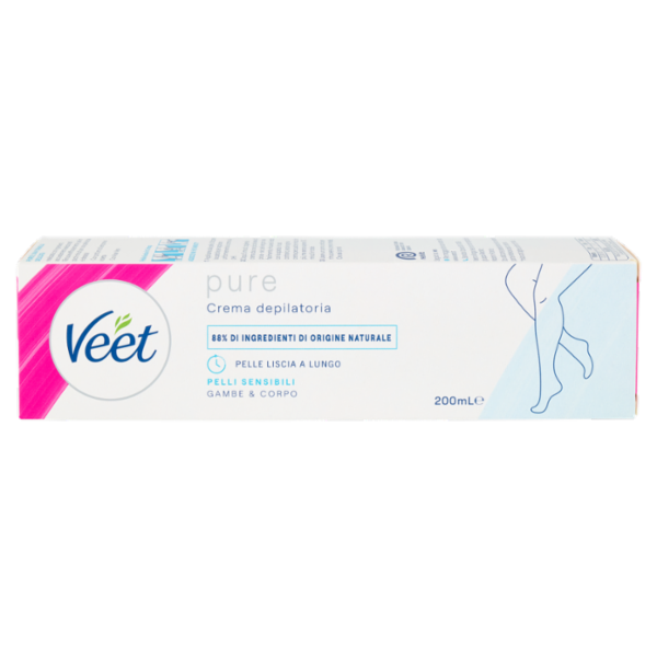 Veet Crema Depilatoria Pelli Sensibili, per Gambe, Braccia, Ascelle e Zona Bikini, 200 ml