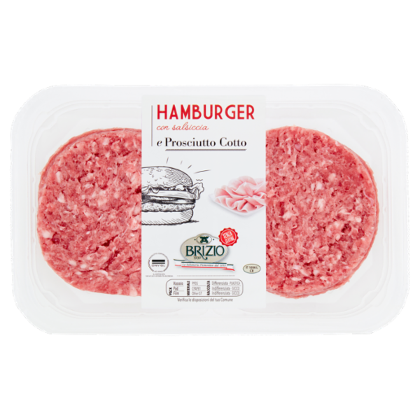 Brizio Hamburger con salsiccia e Prosciutto Cotto 0,220 Kg