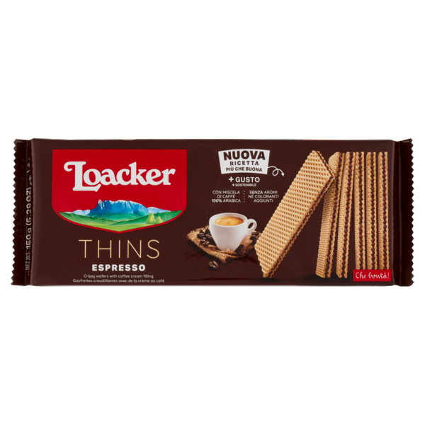 Loacker Wafer Thins Espresso con crema al caffè, miscela 100% arabica wafers 150g