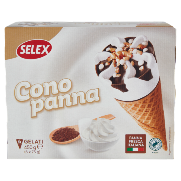 Selex 6 Coni di Gelato Panna 450 g