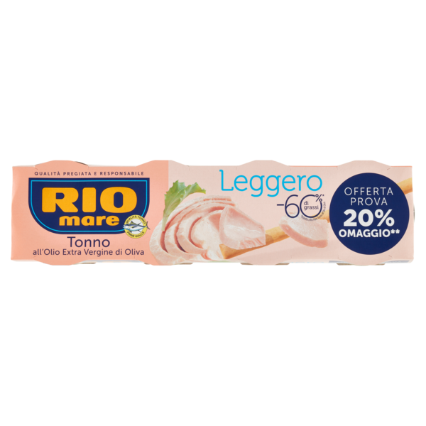 Rio mare Tonno all'Olio Extra Vergine di Oliva Leggero 4 x 60 g