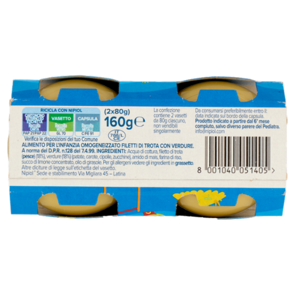 nipiol Trota con verdure Omogeneizzato 2 x 80 g