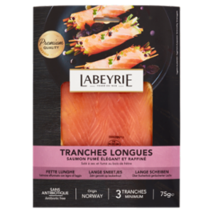 Labeyrie Salmone Affumicato Fette Lunghe, 100% Senza Antibiotici 75 g