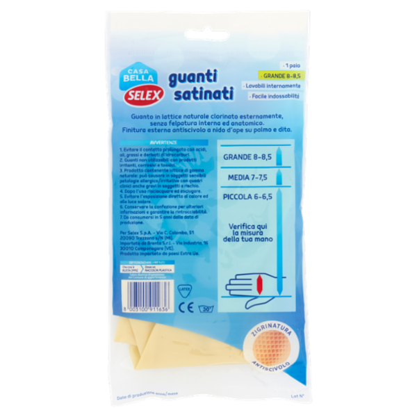 Selex Casa Bella Guanti Satinati Misura Grande (8-8,5)