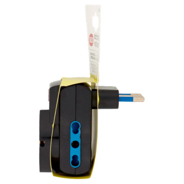 Selex Adattatore Multisize Spina 10A + 3 Prese 10-16A con Interruttore di Sicurezza Nero