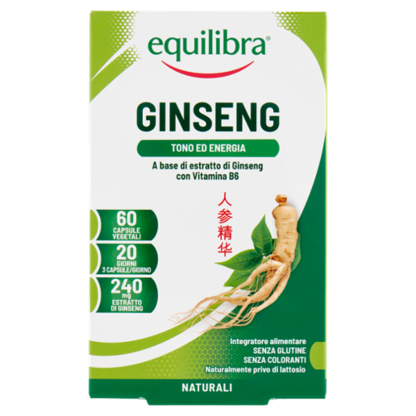 equilibra Ginseng Tono ed Energia 60 Capsule Vegetali Naturali 19,2 g