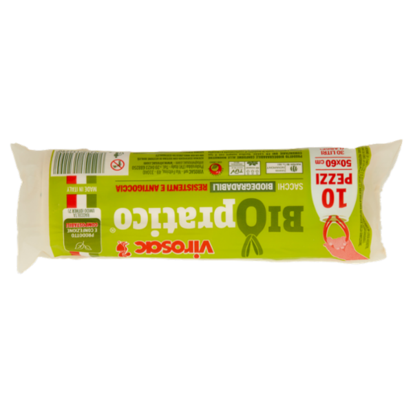 virosac Biopratico Resistente Sacchi Biodegradabili Antigoccia 50x60 cm 30 Litri L 10 pz