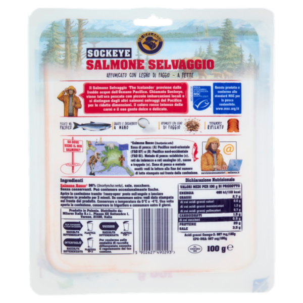 The Icelander Sockeye Salmone Selvaggio Affumicato con Legno di Faggio 100 g