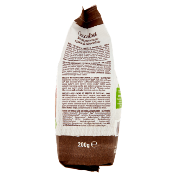 Sarchio Cioccolosi biscotti con cacao e gocce di cioccolato Biologico 200 g