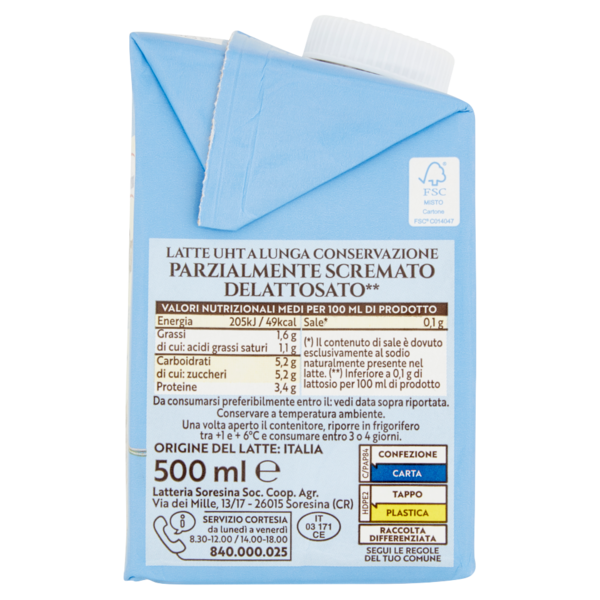 Latteria Soresina Latte Soresina Alta Digeribilità Senza Lattosio UHT a Lunga Conservazione 500 ml