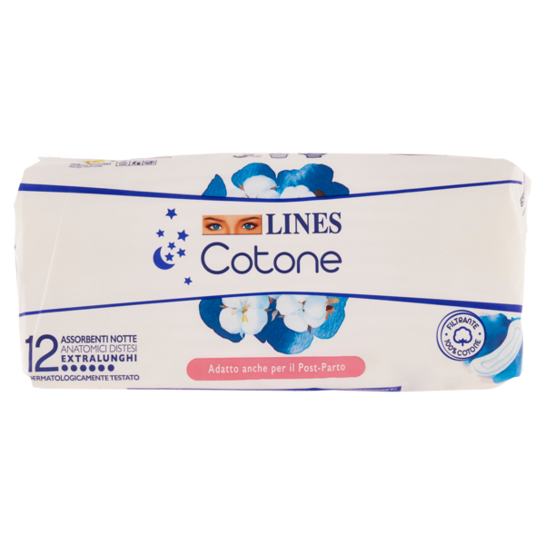 Lines Cotone Assorbenti Notte Extralunghi 12 pz