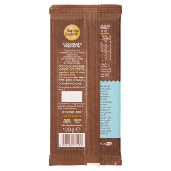Selex Saper di Sapori Cioccolato Fondente Trinitario Cacao 70% Suadente 70 g