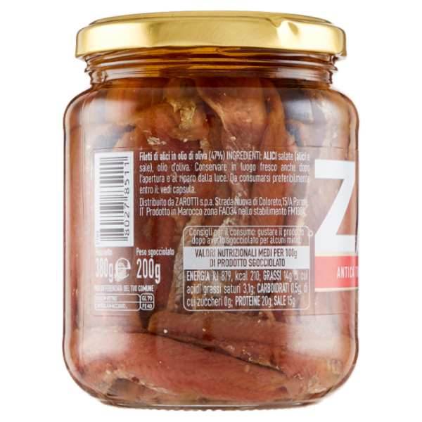 Zarotti Filetti di Alici Classici in Olio di Oliva 380 g
