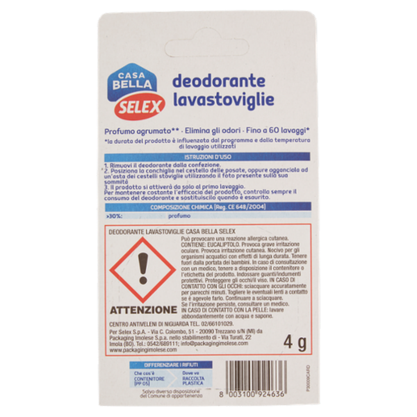Selex Casa Bella Deodorante per Lavastoviglie Cattura Odori