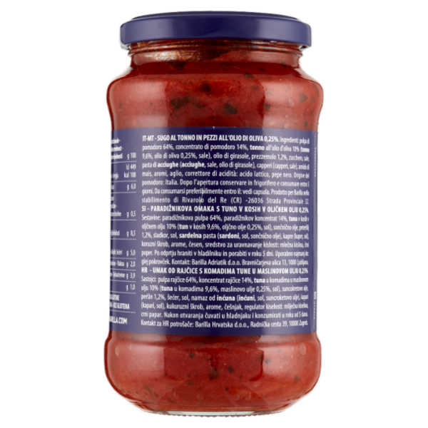 Barilla Sugo Tonno 100% Pomodoro Italiano Condimento per Pasta 400g