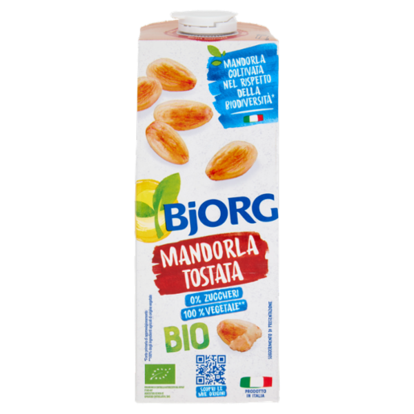 BJORG Mandorla Tostata 0% Zuccheri Bevanda Vegetale Bio, Senza Glutine, Prodotto in Italia, 1L