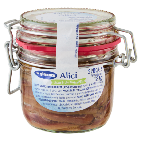 IL GIGANTE Alici Distese in Olio di Oliva (45%) 220 g
