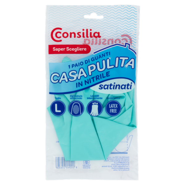Consilia Saper Scegliere 1 Paio di Guanti Casa Pulita in Nitrile satinati Taglia L