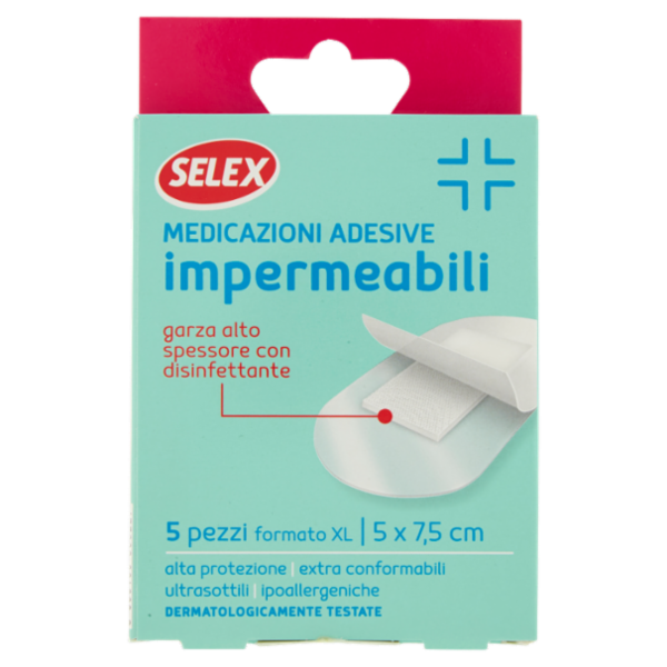Selex Medicazioni Adesive Impermeabili Formato XL 5x7,5 cm 5 pezzi