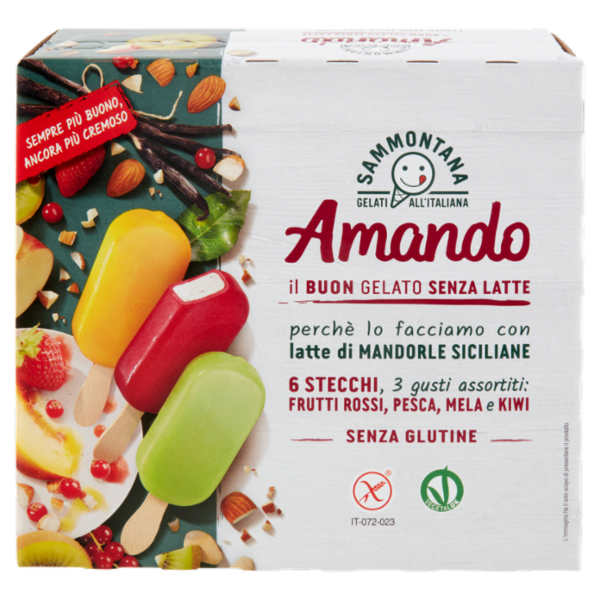 Sammontana Amando 6 Stecchi Frutti Rossi, Pesca, Mela e Kiwi 6 x 55 g