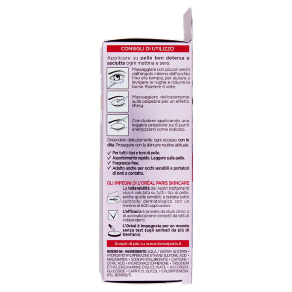 L'Oreal Paris Revitalift Filler Eye Serum,Siero occhi illuminante e rimpolpante 20 ml