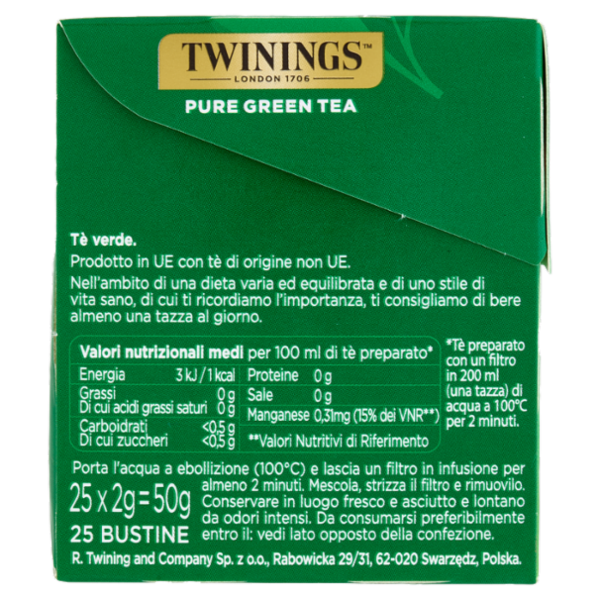 Twinings Tè Verde Pure Green Tea 25 x 2 g
