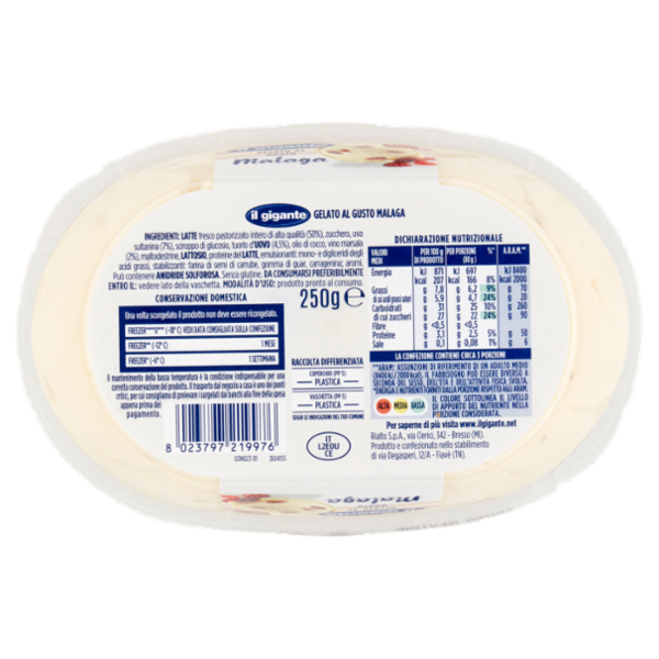 IL GIGANTE Gelato al Gusto Malaga 250 g