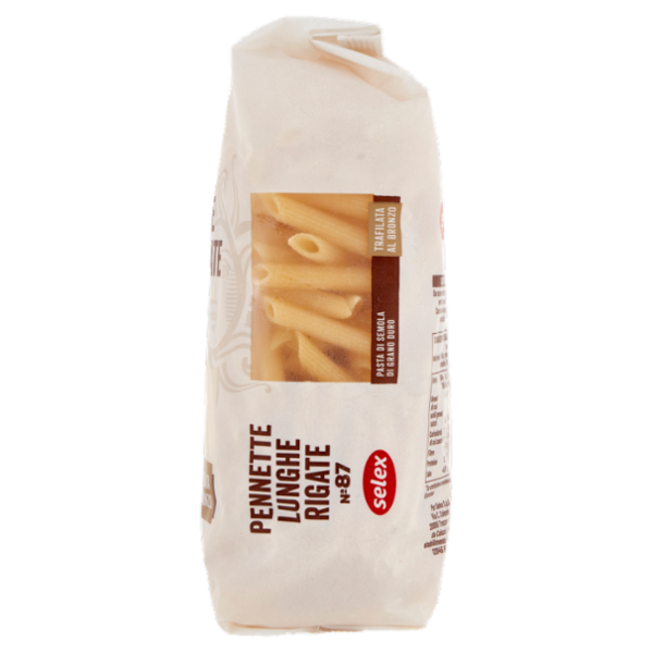 Selex Pasta di Semola Trafilata al Bronzo Pennette Lunghe Rigate 500 g