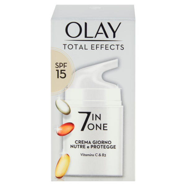 Olay Crema Viso Giorno Total Effects 7in1 - Nutre e Protegge - Vitamine C & B3 - SPF 15 - 50 ml