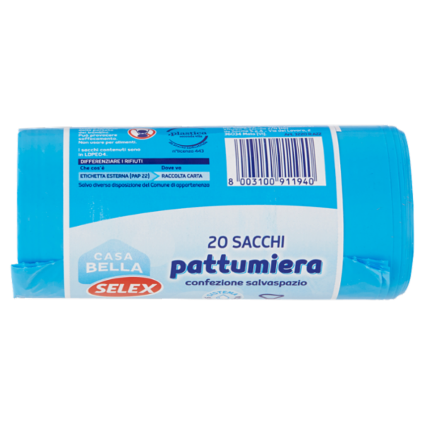 Selex Casa Bella Sacchi Pattumiera Maxi Antigoccia Azzurri Cm 55X70 20 pezzi