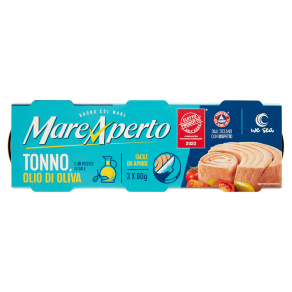 MareAperto Tonno, Olio di Oliva e un Pizzico di Sale 3 x 80 g