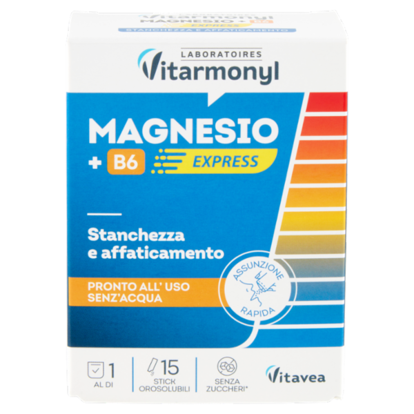 Laboratoires Vitarmonyl Magnesio + B6 Express Stanchezza e affaticamento 15 stick 15 g