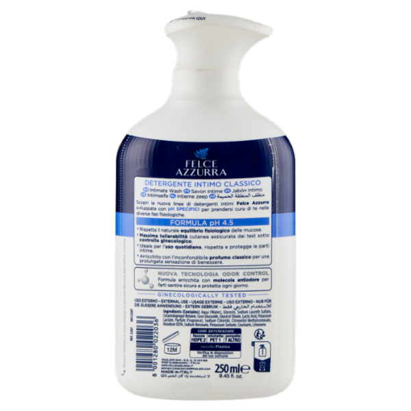 Felce Azzurra Classico Detergente Intimo Igiene Quotidiana pH 4.5 250 ml