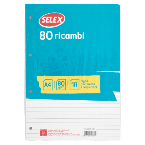 Selex Ricambio Bianco Quaxima Formato A4 80 Fogli 80 g Riga Unica