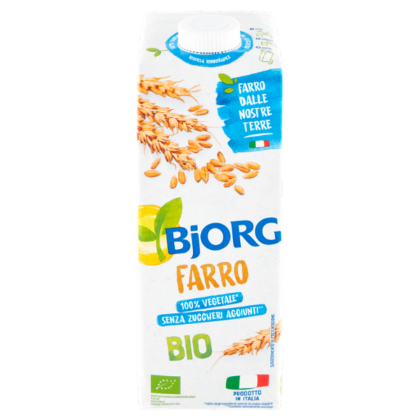 BJORG Farro Bevanda Vegetale Bio, Farro Italiano, Senza Zuccheri Aggiunti, Prodotto in Italia, 1L
