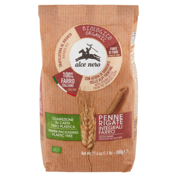 alce nero Penne Rigate Integrali Farro 500 g