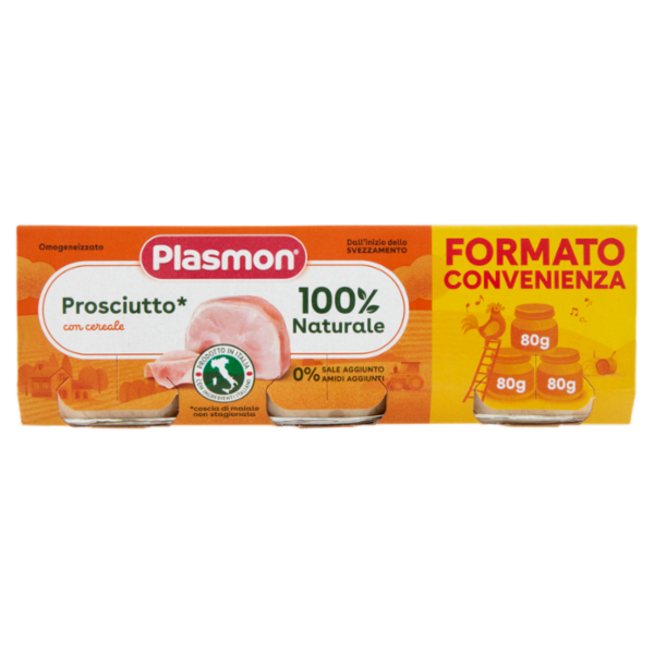 Plasmon Omogeneizzato Prosciutto* con cereale 3 x 80 g