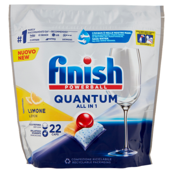 Finish Quantum All in One Lemon pastiglie lavastoviglie 22 lavaggi 228,8 gr