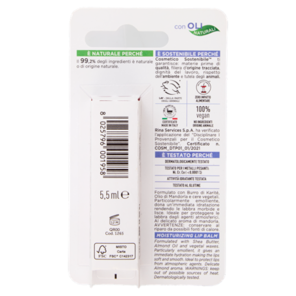 I Provenzali Stick Labbra Vegetale Mandorle Dolci Idratante 5,5 ml