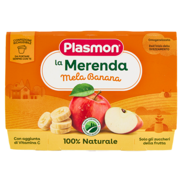 Plasmon la Frutta dei bambini Mela Banana Omogeneizzato 4 x 100 g