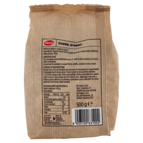 Selex Legumi e Cereali Secchi Misto per Zuppa d'Orzo 500 g