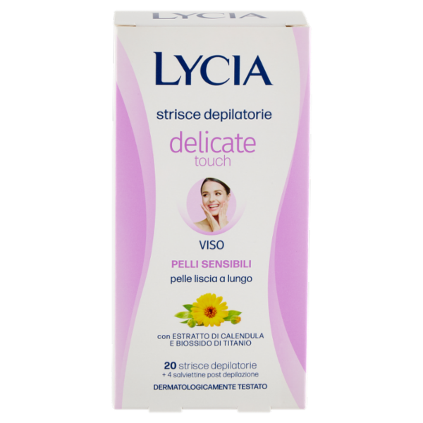 Lycia delicate touch strisce depilatorie Viso Pelli Sensibili 20 strisce + 4 salviettine