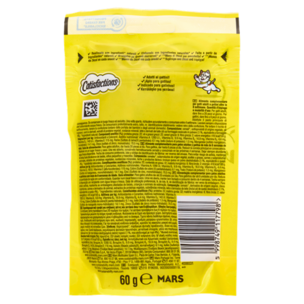 Catisfactions Snack Gatto con Stuzzicante Formaggio 60 g
