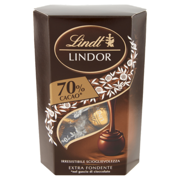 Lindt Cioccolatini Lindor Cioccolatini fondenti Scatola 70% 200 g