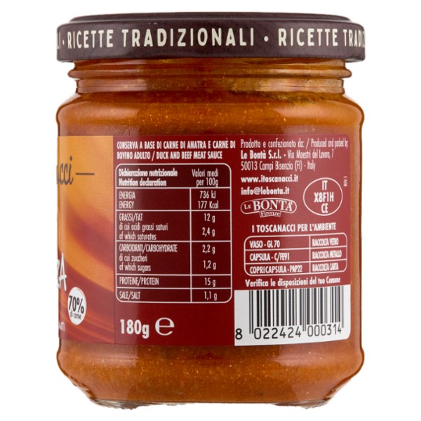 I toscanacci Ragù di Anatra 180 g