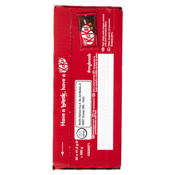 KITKAT Dark Wafer ricoperto di Cioccolato Fondente 24 snack da 41,5g