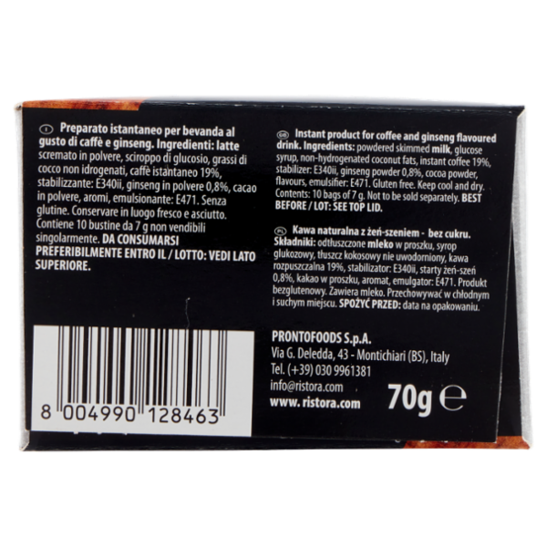 ristora Preparato istantaneo per bevanda al gusto di Caffè & Ginseng da Zuccherare 10 x 7 g