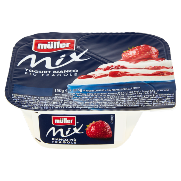 müller Mix Yogurt Bianco Più Fragole 150 g